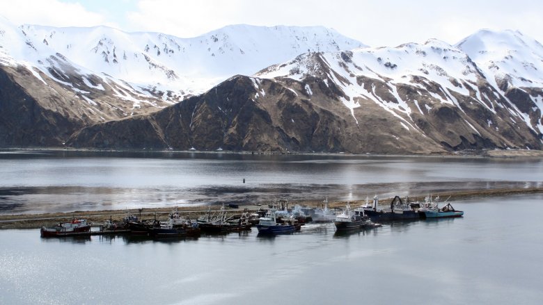 Dutch Harbor, Alaska, mountains sea boats