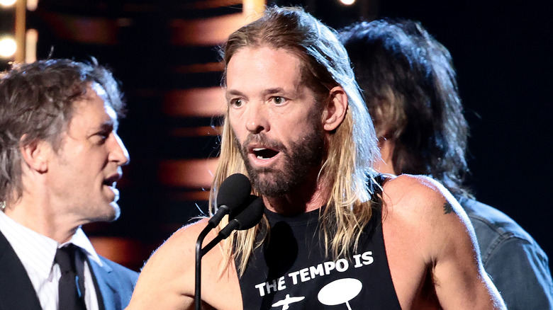 Taylor Hawkins speaks at Rock and Roll Hall of Fame induction