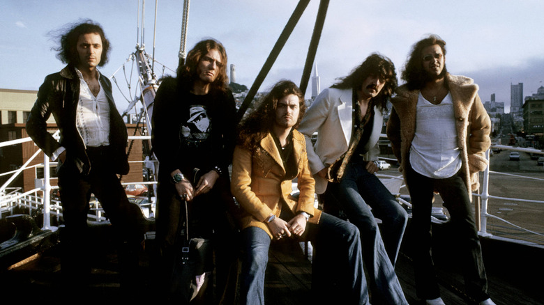 Deep Purple posing for a photo in San Francisco