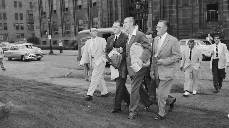 Dr. Sheppard walking away from jail on bail