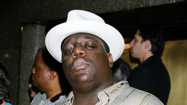 rapper Biggie Smalls white hat