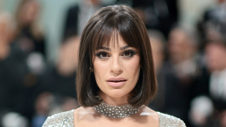 Lea Michele staring ahead bob hair event