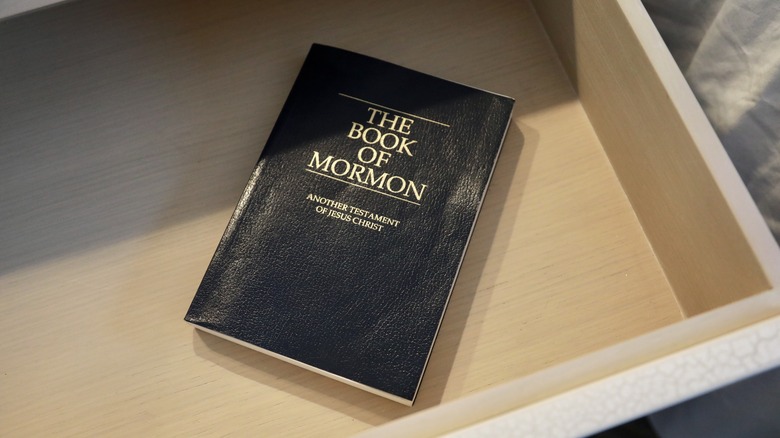 The Book of Mormon in drawer