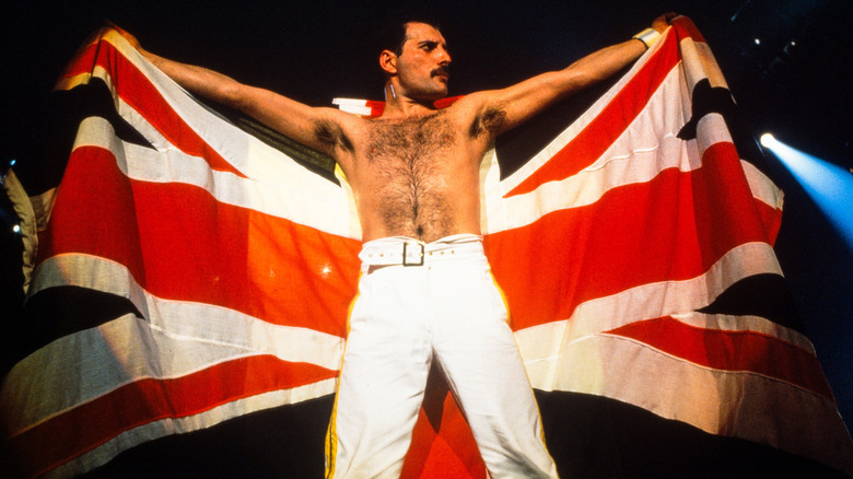 Freddie Mercury wearing Union Jack flag