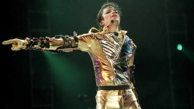 Michael Jackson performing in gold suit