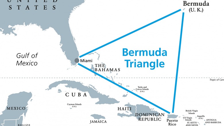 Bermuda Triangle highlighted on map