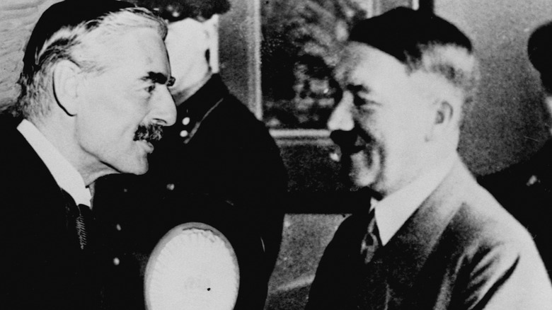 Chamberlain greets Hitler