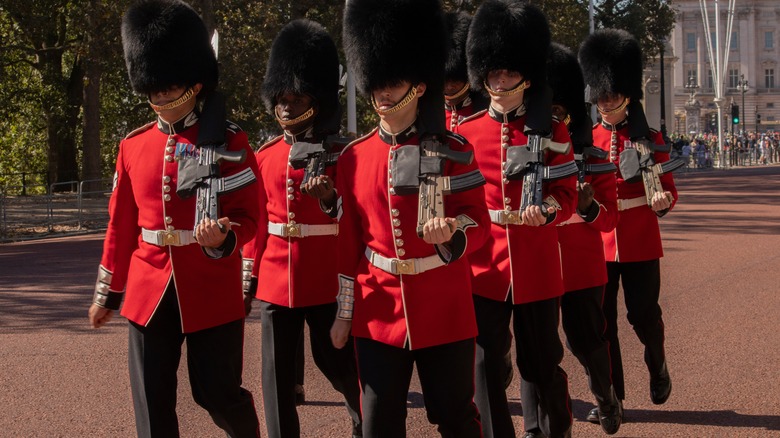 british military guards marching