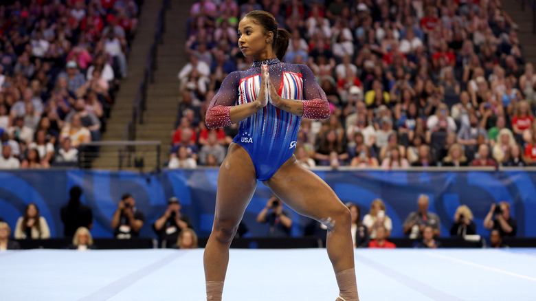 jordan chiles competing in floor exercise