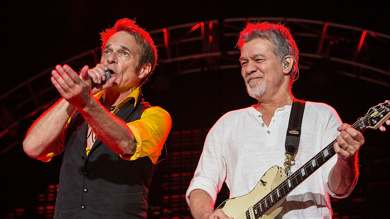 David Lee Roth and Eddie Van Halen performing onstage