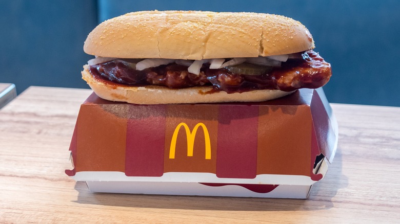 mcdonald's mcrib on top of box