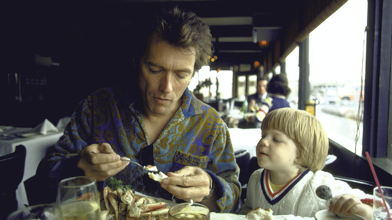 Clint Eastwood eating with son