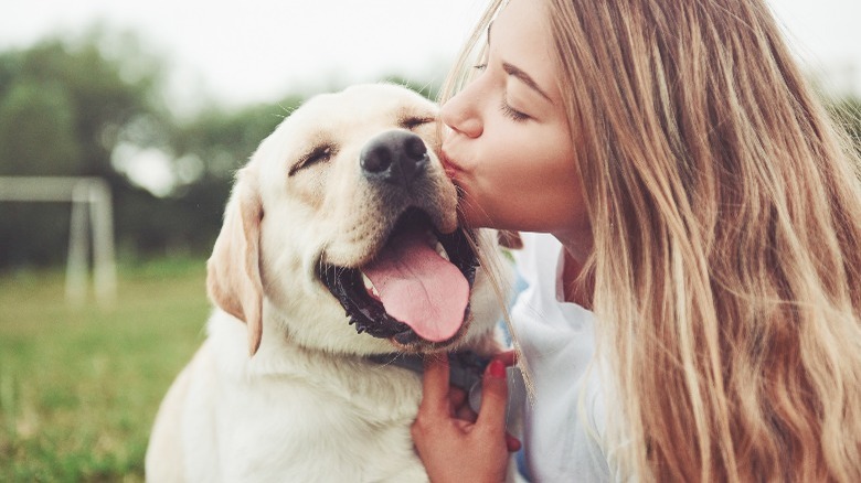 girl and dog