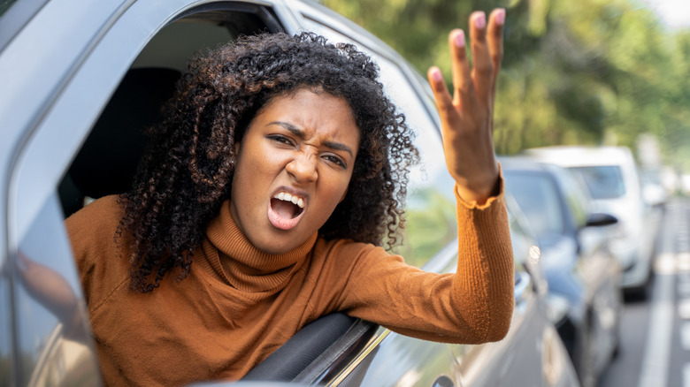 woman yelling from car