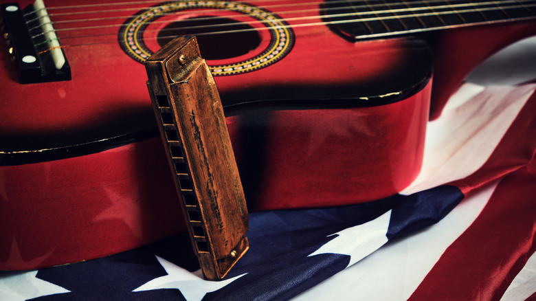 flag and guitar