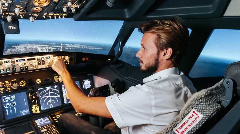 pilot operating a plane