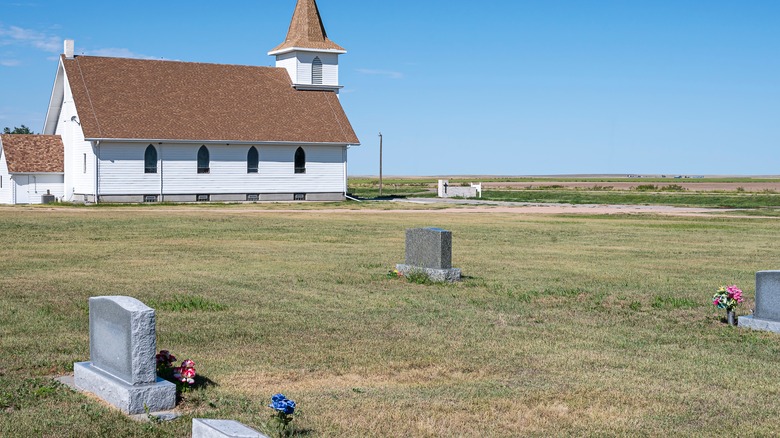 old cemetery and church