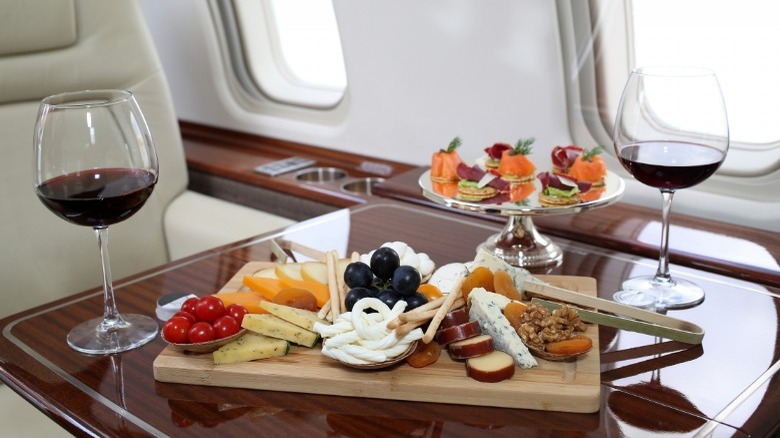 Cheese board with red wine