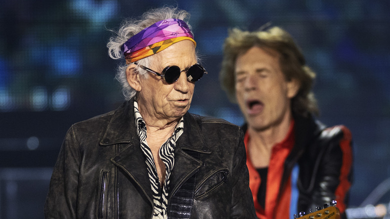 Keith Richards and Mick Jagger onstage