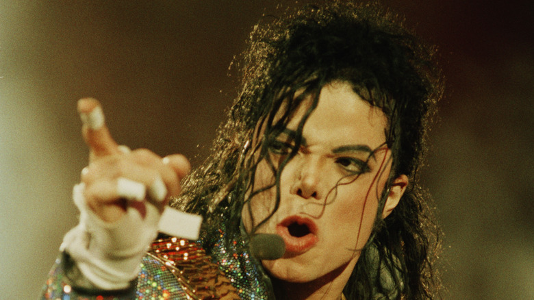 Michael Jackson performing at a stadium