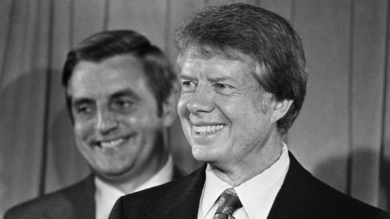 Left and center: Walter Mondale and Jimmy Carter