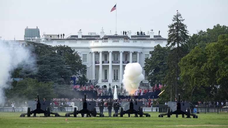 A 21-gun salute in front of White House