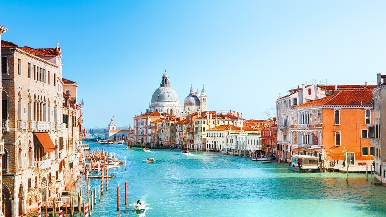 Venetian canal, church, and palazzos