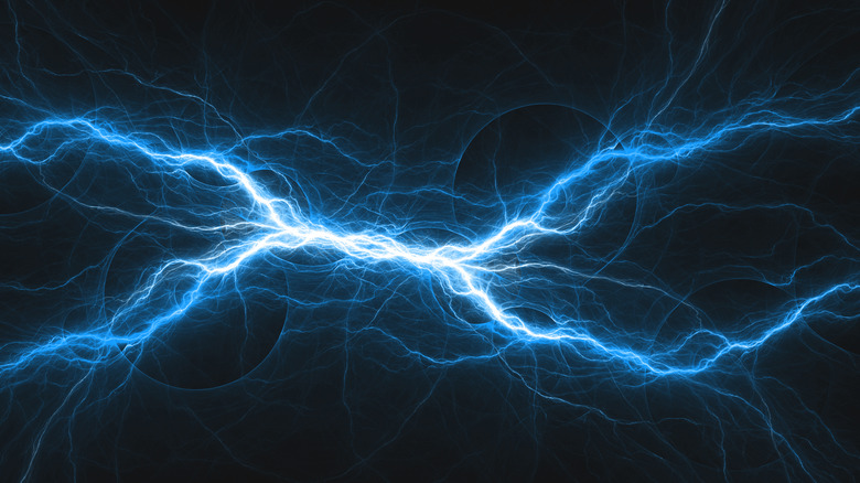 Blue electricity and black background