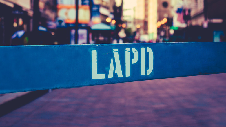 blue LAPD riot barrier