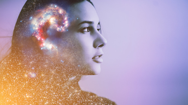 Woman's mind filled with universe