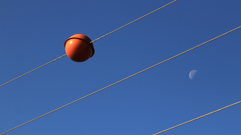 Power line ball and moon