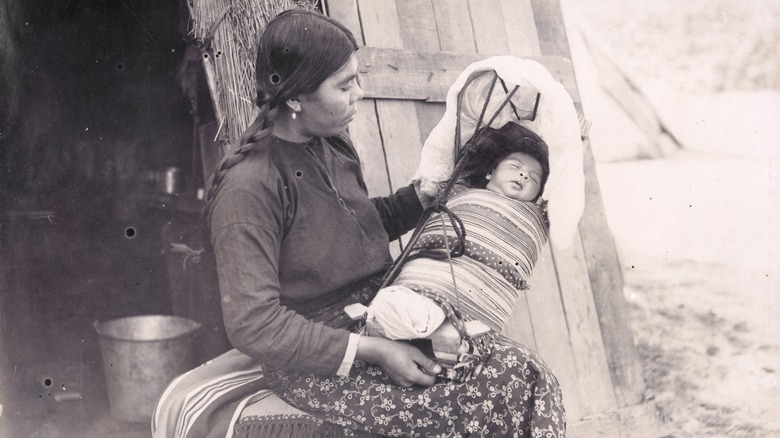 Kiowa woman with infant