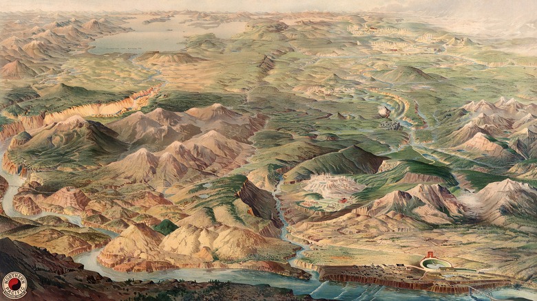 Yellowstone National Park bird's-eye view illustration 