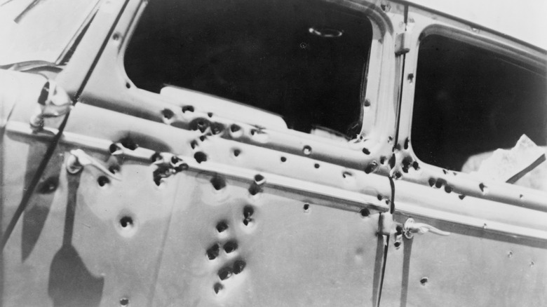 Bonnie and Clyde's bullet riddled car 