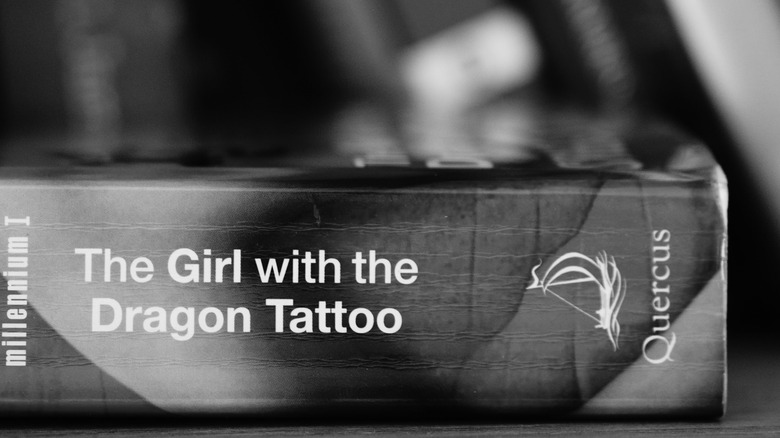 black and white photo book girl wit hthe dragon tattoo