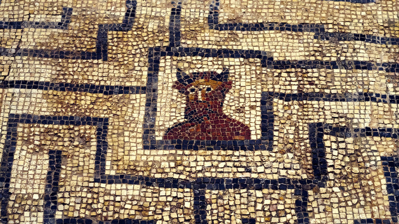 Mosaic of the minotaur in the labyrinth