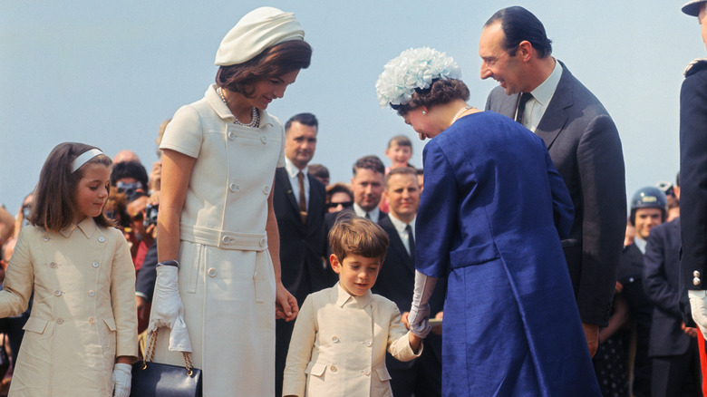 Kennedy children meeting Elizabeth II