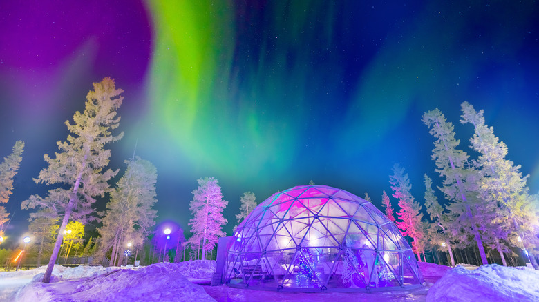 Aurora seen from igloos in Finland