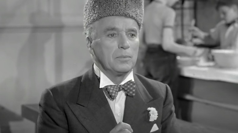 Charlie Chaplin serious suit bowtie wooly hat