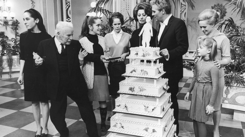 Tippi Hedren Charlie Chaplin's tall birthday cake