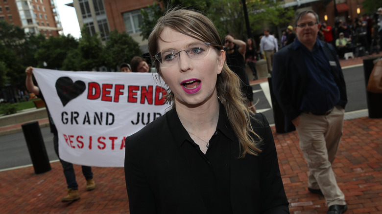 Chelsea Manning at a protest