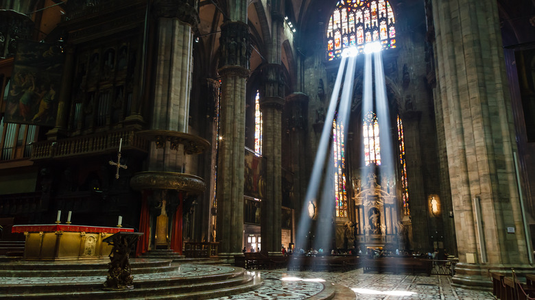 Sunlight illuminating Italian cathedral
