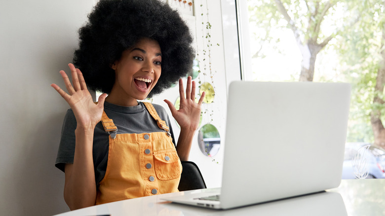 generation z girl using a laptop