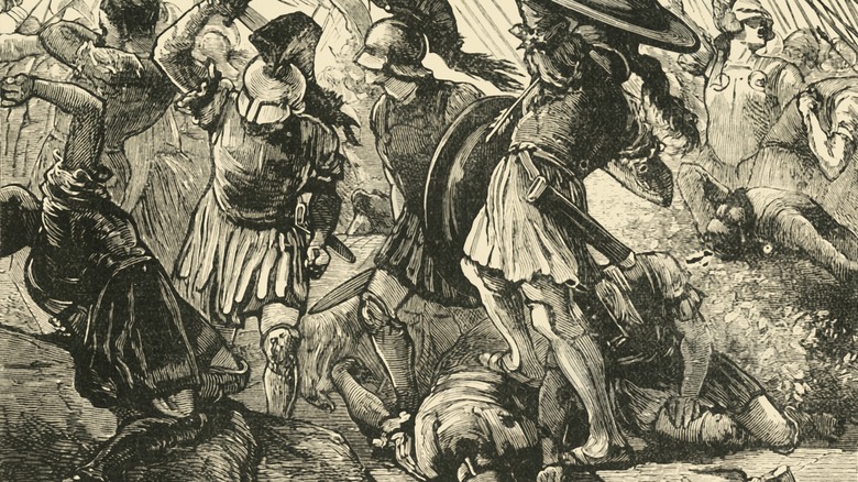 drawing of greek battle