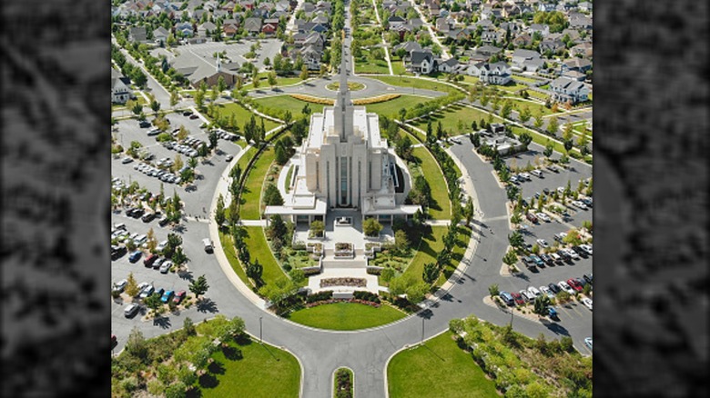 Aerial view of LDS church