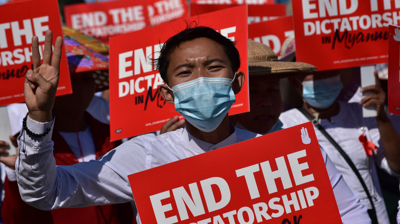 Protestor in Myanmar