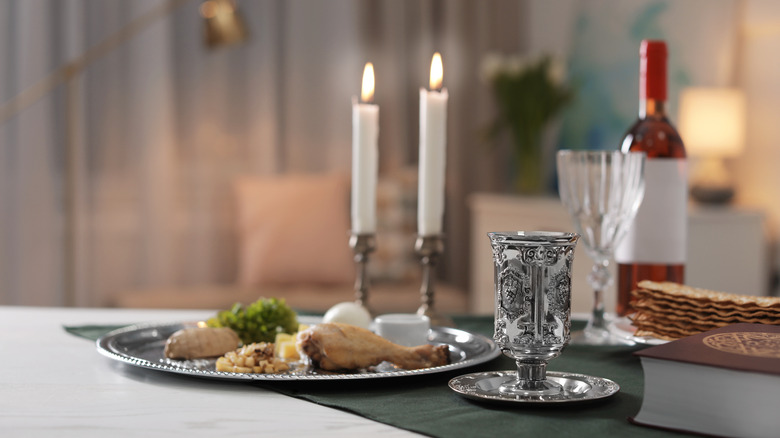 Table set for Passover Seder