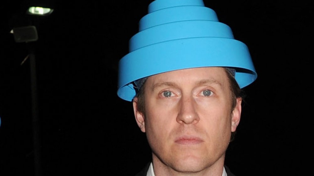 Josh Freese wearing blue Devo hat