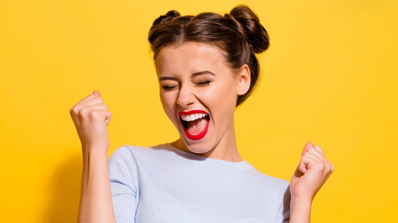 woman celebrating success