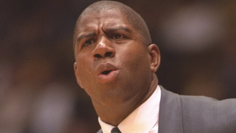 Magic Johnson coaching a Lakers game